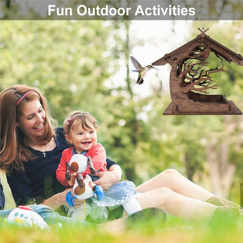 Drvena hranilica za ptice Diy Vanjski Viseći Montirani kavez za ptice Kućica za kućne ljubimce Za vrt, dvorište, pribor za uređenje