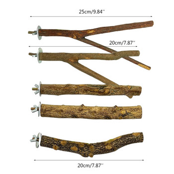 5 части Дървена стойка за кацалки за птици Естествена дървена пръчка Стояща лента за катерене Играчки за смилане на лапи за клетки за птици Аксесоари