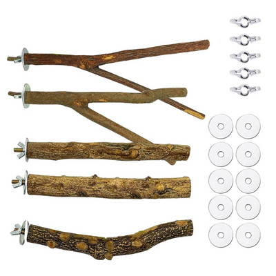 5 bucăți suport din lemn de biban de păsări baston de copac natural bară de cățărat în picioare jucării de șlefuit labe pentru accesorii cuști de păsări