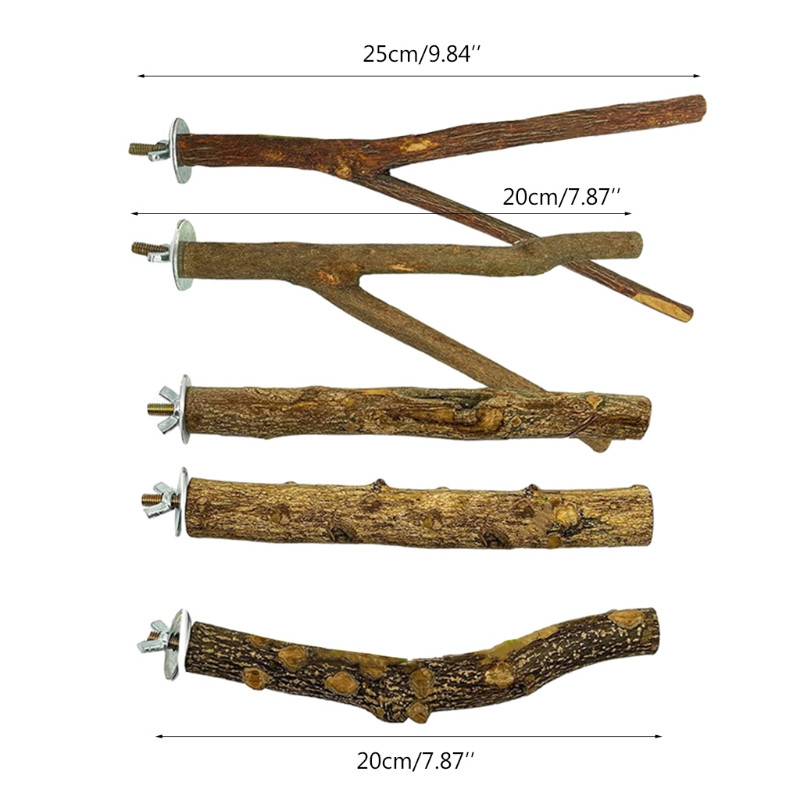 5 bucăți suport din lemn de biban de păsări baston de copac natural bară de cățărat în picioare jucării de șlefuit labe pentru accesorii cuști de păsări