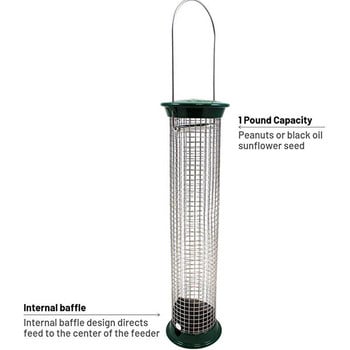 Bird Feeder Hanging Tube Τροφοδότης πουλιών για εξωτερικό πλέγμα Οθόνη τροφοδοσίας πουλιών Τροφοδότης τροφοδοσίας πουλιών Υπαίθριος τροφοδότης πουλιών