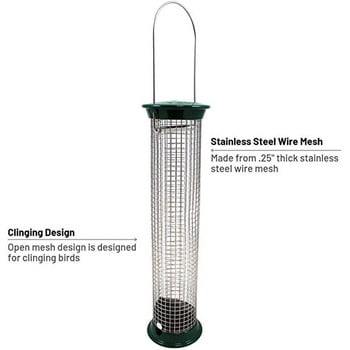 Bird Feeder Hanging Tube Τροφοδότης πουλιών για εξωτερικό πλέγμα Οθόνη τροφοδοσίας πουλιών Τροφοδότης τροφοδοσίας πουλιών Υπαίθριος τροφοδότης πουλιών