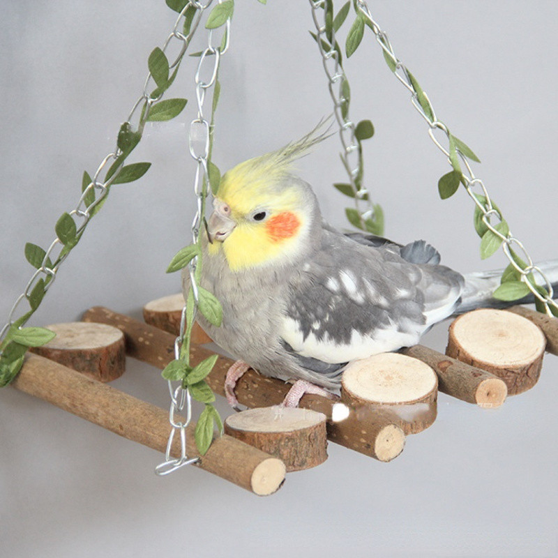 Папагали Естествени дървени кацалки Подложка Стойка за клетка за птици Забавления за дъвчене Дървена люлка Гнездо Аксесоари за клетка за корела Канарче