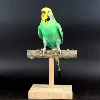 Дървена стойка за костур Стоящ бар Естествен клон с основа Нетоксични играчки за папагали