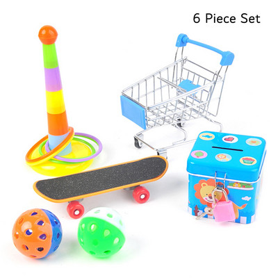 Πουλιά Εκπαίδευση Παιχνίδι Παπαγάλος Εκπαιδευτικό παιχνίδι Καλάθι αγορών Δαχτυλίδι στοίβαξης Παιχνίδι Skateboard Bird Toy Bell Ball Cage Swing Toy Piggy Bank