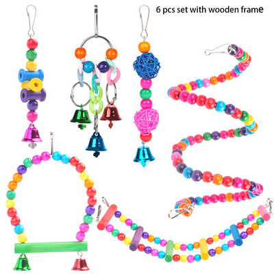 Πουλιά Εκπαίδευση Παιχνίδι Παπαγάλος Εκπαιδευτικό παιχνίδι Καλάθι αγορών Δαχτυλίδι στοίβαξης Παιχνίδι Skateboard Bird Toy Bell Ball Cage Swing Toy Piggy Bank