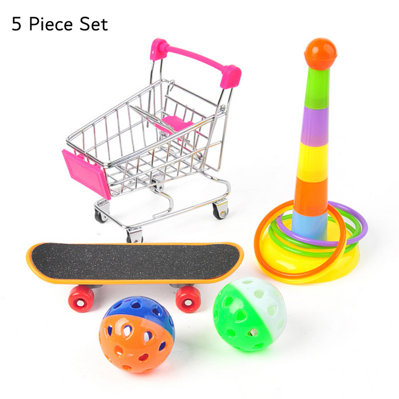 Πουλιά Εκπαίδευση Παιχνίδι Παπαγάλος Εκπαιδευτικό παιχνίδι Καλάθι αγορών Δαχτυλίδι στοίβαξης Παιχνίδι Skateboard Bird Toy Bell Ball Cage Swing Toy Piggy Bank