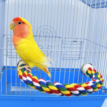 Παπαγάλος κατοικίδιου που στέκεται όρθιοι σε σχήμα U, πολύχρωμο εύκαμπτο βαμβακερό σχοινί Μασητό παιχνίδι για πουλί για παπαγάλο