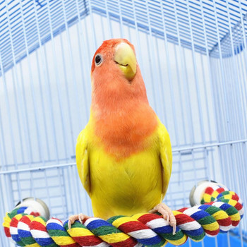 Παπαγάλος κατοικίδιου που στέκεται όρθιοι σε σχήμα U, πολύχρωμο εύκαμπτο βαμβακερό σχοινί Μασητό παιχνίδι για πουλί για παπαγάλο