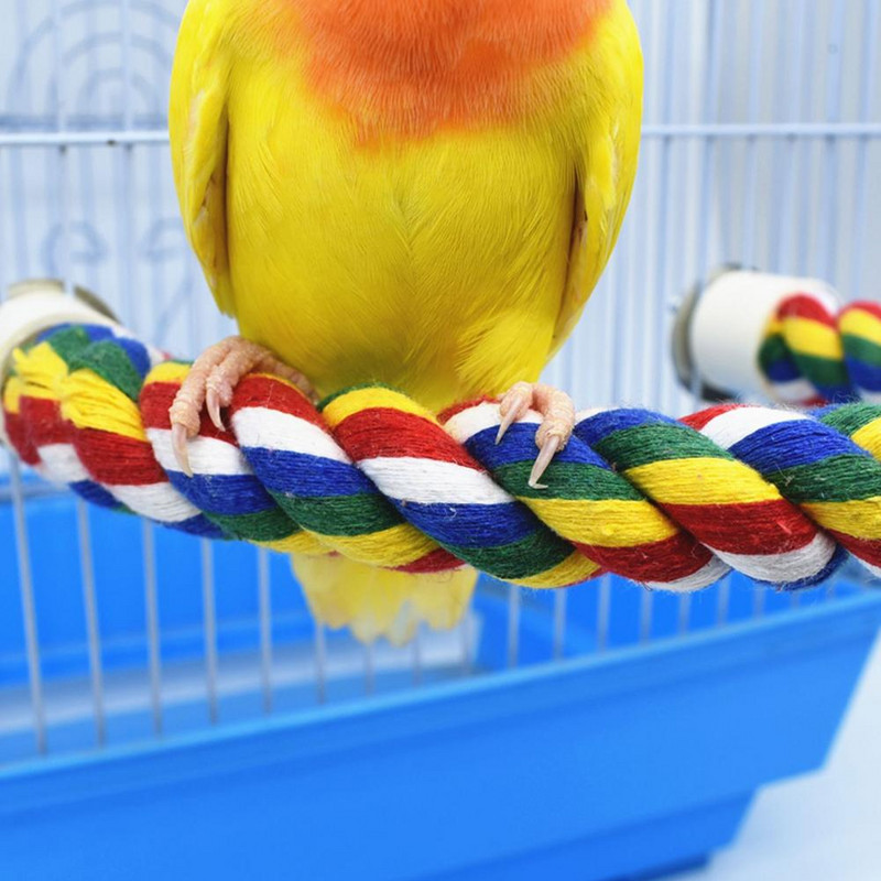 Naminių gyvūnų papūgos stovintys laktai U formos spalvingi lankstomi medvilniniai lynai kramtomi žaislai paukščiams, skirti papūgai