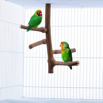 Parrot Natural Wood Perch Stand Chewing Toy Bird Cage Accessories For Parakeets Cockatiels Lovebirds Accessories