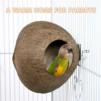 POPETPOP Кокосова черупка Домашно гнездо за птици Хамстер Гнездо за размножаване на катерица Занаяти Деликатна висулка за къща за птици за дворна градина