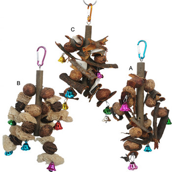 Екологична играчка за дъвчене на птици Играчка за птици от естествено дърво Устойчив на ухапване Устойчив на надраскване Папагал Висящи играчки за хранене