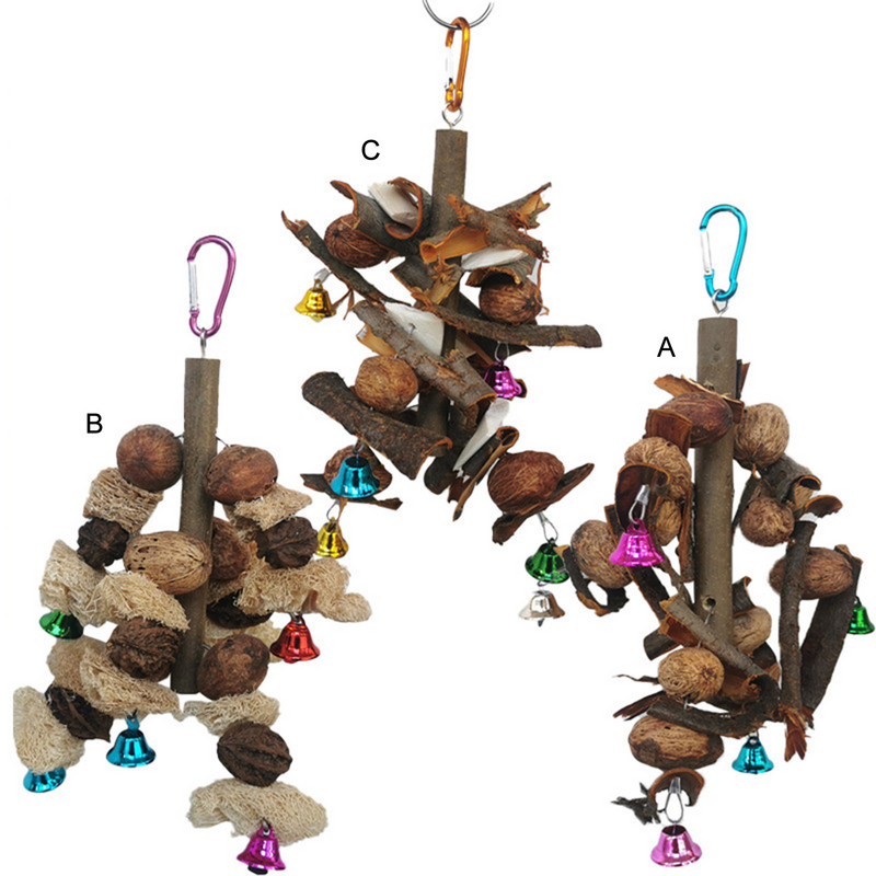 Ekološka igračka za žvakanje ptica Igračka za traženje hrane od prirodnog drveta Otporna na ugrize Otporna na ogrebotine Viseće papige za traženje hrane