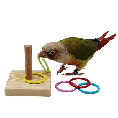 Behogar Parrot Stacking Ring Toys Set Обучение за интелигентност Stacking Color Rings Parrot Ring Game Направи си сам Орнамент Parrot Ring Toy