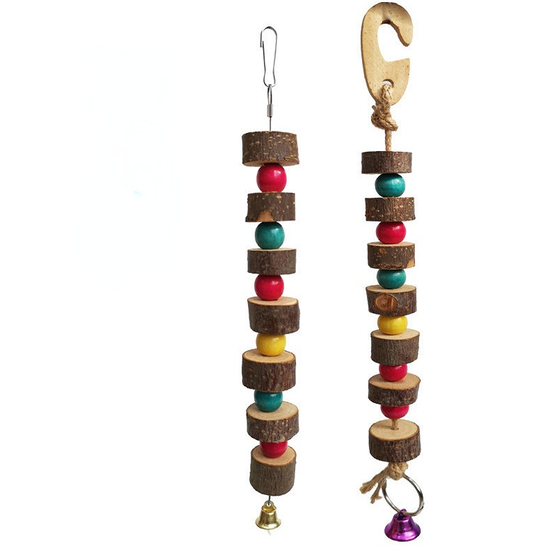 Jucării pentru păsări pentru animale de companie, din lemn natural, sfoară molară colorată, de mestecat, coarda de bumbac, jucărie, papagal, agățat, suport pentru leagăn colorat