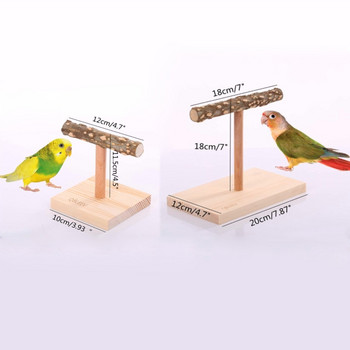 Ξύλινη Βάση Πέρκας για Πουλιά για Κατοικίδια Φυσική Μπάρα με Βάση Παιχνίδια Παπαγάλου Επιτραπέζιο Σταθμό Scrub για Πουλιά