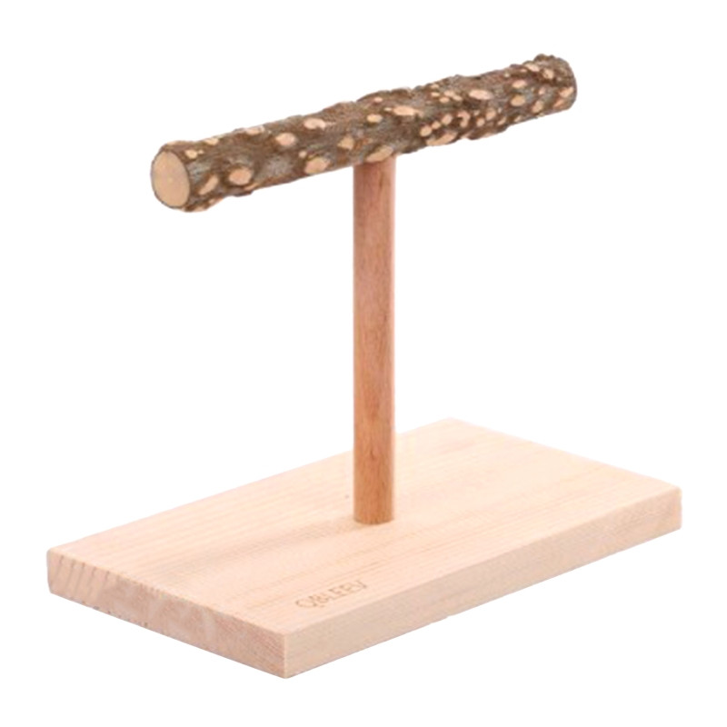 Suport de biban pentru păsări din lemn pentru animale de companie, bar în picioare cu crengă naturală, cu bază, jucării pentru papagali, stație stabilă de frecat pentru păsări