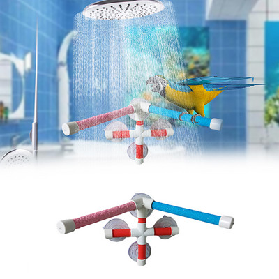 Parrot Bath Shower Standing Platform Rack Πέρκα Βεντούζα Βεντούζας Βεντούζας Μπάρα Μόνιμη Μπάρα Παιχνίδι για κατοικίδια για παπαγάλο αναρρίχηση 1τμχ Τυχαία
