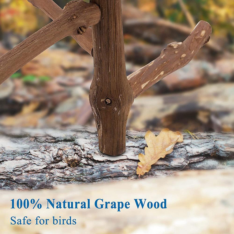 Suport de biban din lemn natural pentru papagal, jucărie de mestecat, accesorii pentru cuști pentru păsări, pentru perusi, calote, păsări de dragoste