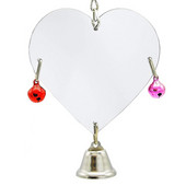 Papagal, pasăre, oglindă în formă de inimă, clopot suspendat, urcare pentru animale de companie, cușcă de joc, decor dragoste, în formă de inimă, jucărie de divertisment, pandantiv cu clopot