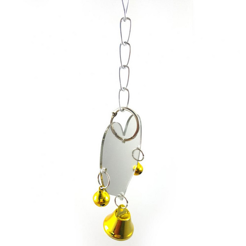 Papagal, pasăre, oglindă în formă de inimă, clopot suspendat, urcare pentru animale de companie, cușcă de joc, decor dragoste, în formă de inimă, jucărie de divertisment, pandantiv cu clopot