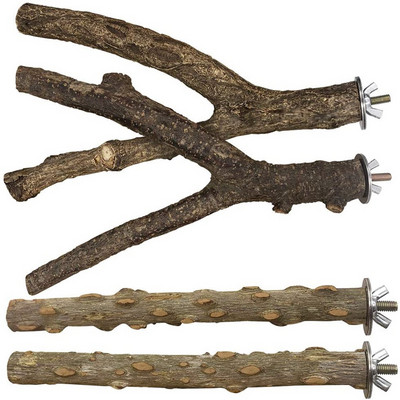 Biban de păsări Jucării pentru perusi Suport pentru papagali 4 bucăți din lemn natural Biban Accesorii pentru cuști de păsări pentru consumabile Conure Platformă Budgie