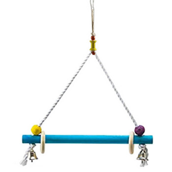 Παιχνίδι Bird Swing Ανθεκτικό στο δάγκωμα Ξύλινο παπαγάλο Πέρκα Κλουβί πουλιών Κρεμαστό παιχνίδι με Bell Parakeet Stand Parrot Toy Bird Αξεσουάρ