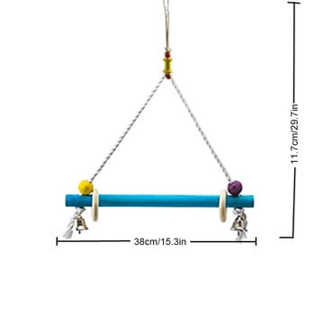 Παιχνίδι Bird Swing Ανθεκτικό στο δάγκωμα Ξύλινο παπαγάλο Πέρκα Κλουβί πουλιών Κρεμαστό παιχνίδι με Bell Parakeet Stand Parrot Toy Bird Αξεσουάρ