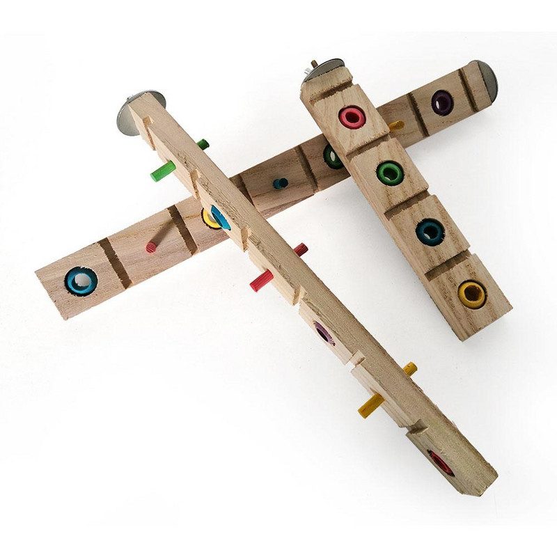 Medinis stovas papūgų žaislai Paukščių narvelių priedai papūgoms Conure Spalvingi stovi paukščių dresavimo žaislai su kramtomu karoliuku