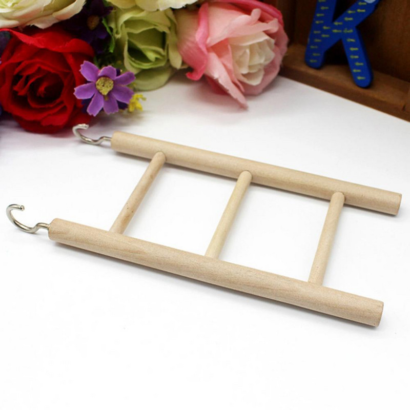 3/4/5/6/7/8 klassikaline astmeline puidust lemmikloomapapagoi roniv rippredel puuri närimismänguasi, kollane konksuga, keskmise suurusega redel