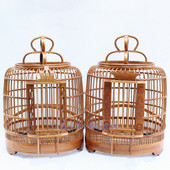 Cușcă de păsări mici canare din bambus, realizată manual, cutie de casă pentru păsări, decorație pentru casă, ornament suspendat, hrănire pentru păsări, șosete în aer liber