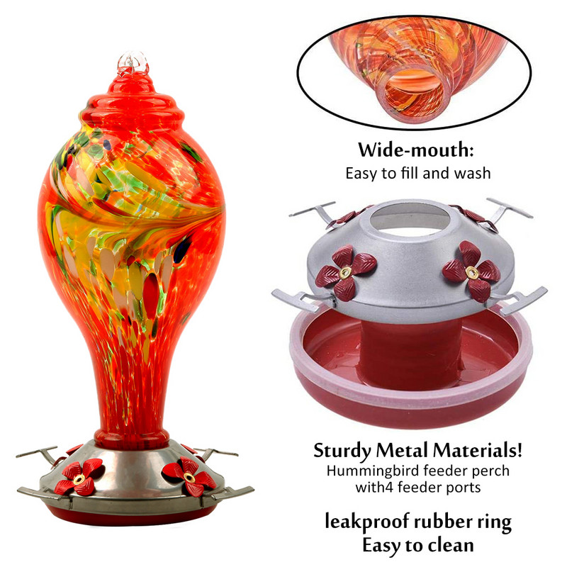 Fântână pentru păsări din vitraliu realizată manual Bol pentru colibri în aer liber Grădină Fântână de băut pentru păsări sălbatice Recipient pentru alimente Accesorii pentru păsări