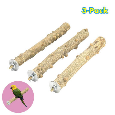 PET Natural Wood Bird Perch Set Parrot Stand Wood Perches Paw Grinding Stick  Wood Stand Platform Chew Toy for Chinchilla