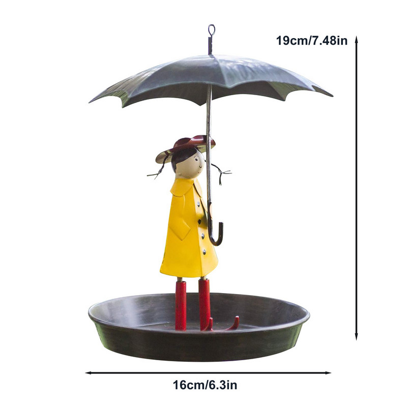 Uus lindude söötja metallist rippkett Tüdrukute ja vihmavarjudega linnusöötja metslindude toitmiseks Närimisseade õues kasutamiseks Lemmiklindude toitja