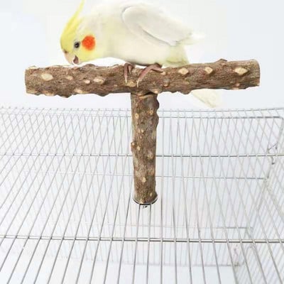 Wood Bird Stand Molar toy Perch Natural Wild Tree Stick Standing Climbing Bar Paw Grinding Toy for Birds Cage Accessories