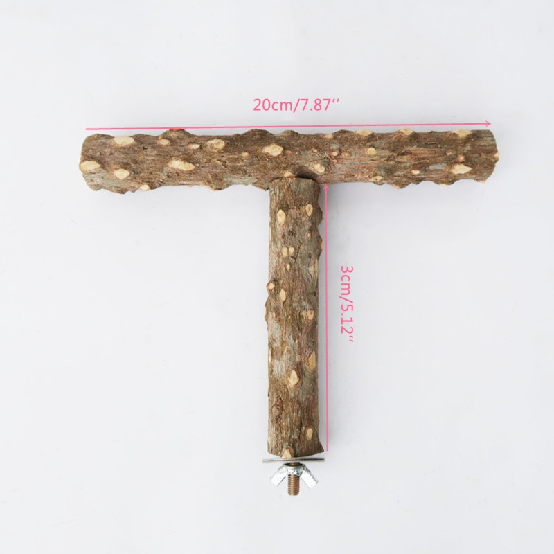 Suport de păsări din lemn Jucărie molară Biban natural Arbore sălbatic Băț de cățărat în picioare Jucărie de șlefuit labe pentru accesorii cuști de păsări