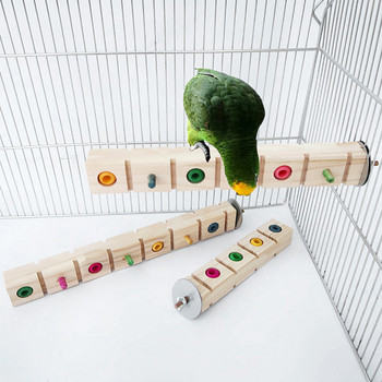 1 бр дървена играчка за папагал Творчески цветни мъниста Стойка Пръчка Преносими играчки за кацалки за птици Моларни бар консумативи