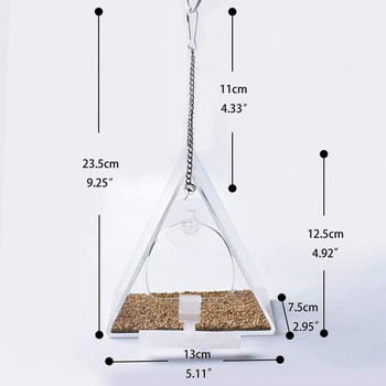 Τροφοδότης πουλιών Ακρυλικό διαφανές παράθυρο Προβολή Ταΐστρες πουλιών Δίσκος τροφοδοσίας νερού κατοικίδιων ζώων Βεντούζα Βεντούζα Mount House Τύπος τροφοδότης