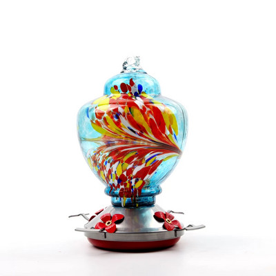 Hrănitoare de apă pentru colibri Hrănitoare pentru păsări Cârlig antifurnici Hrănitor din sticlă vopsită