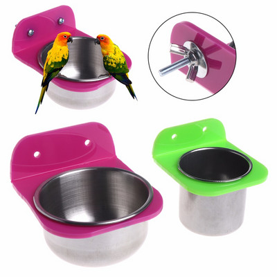 Lindude papagoi söötja roostevabast terasest toit vesi söötmiskauss konteiner lindude söötja kastidele puuridele Coop papagoid lemmikloomade allasõidulaev