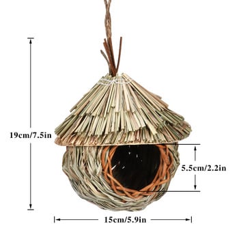 Външно колибри Гнездо за домашни птици Джобове за нощуване Ръчно изтъкано въже от естествена трева Птица за канарче Chickadee Finch Audubon