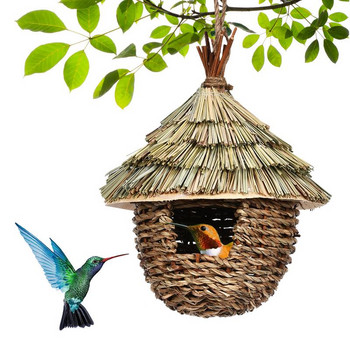 Гнездо за птици Клетка за птици Клетка за яйца от естествена трева Къщичка за птици Външно декоративно плетено висящо гнездо за папагали Къщи Спалня за домашни любимци