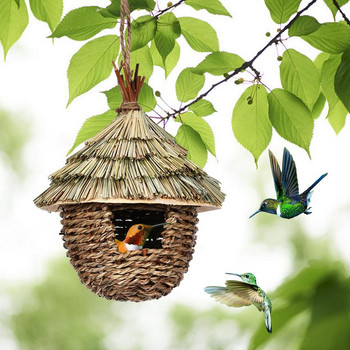 Φωλιά πουλιών Κλουβί πουλιών Φυσικό γρασίδι Κλουβί Αυγό Σπίτι πουλιών Υπαίθριο διακοσμητικό υφαντό κρεμαστό σπιτάκια με φωλιά παπαγάλου Υπνοδωμάτιο για κατοικίδια