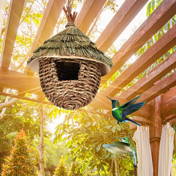 Φωλιά πουλιών Κλουβί πουλιών Φυσικό γρασίδι Κλουβί Αυγό Σπίτι πουλιών Υπαίθριο διακοσμητικό υφαντό κρεμαστό σπιτάκια με φωλιά παπαγάλου Υπνοδωμάτιο για κατοικίδια