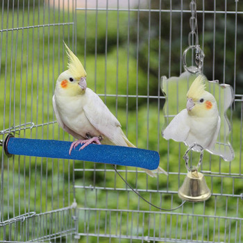 Играчка за огледало за птици Издръжлив интерактивен пъзел Играчка за папагал Огледало за клетка за птици Лесни за използване Аксесоари за клетки за домашни любимци носят много забавление