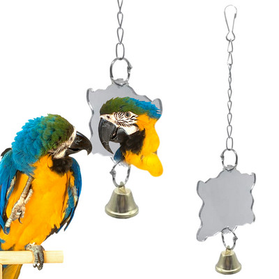 Играчка за огледало за птици Издръжлив интерактивен пъзел Играчка за папагал Огледало за клетка за птици Лесни за използване Аксесоари за клетки за домашни любимци носят много забавление