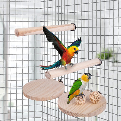 6 pcs Parrot Toys Set Natural Wood Bird Perch Standing Platform for Climbing Grinding Rattan Balls Toy for Bird Cage Accessories