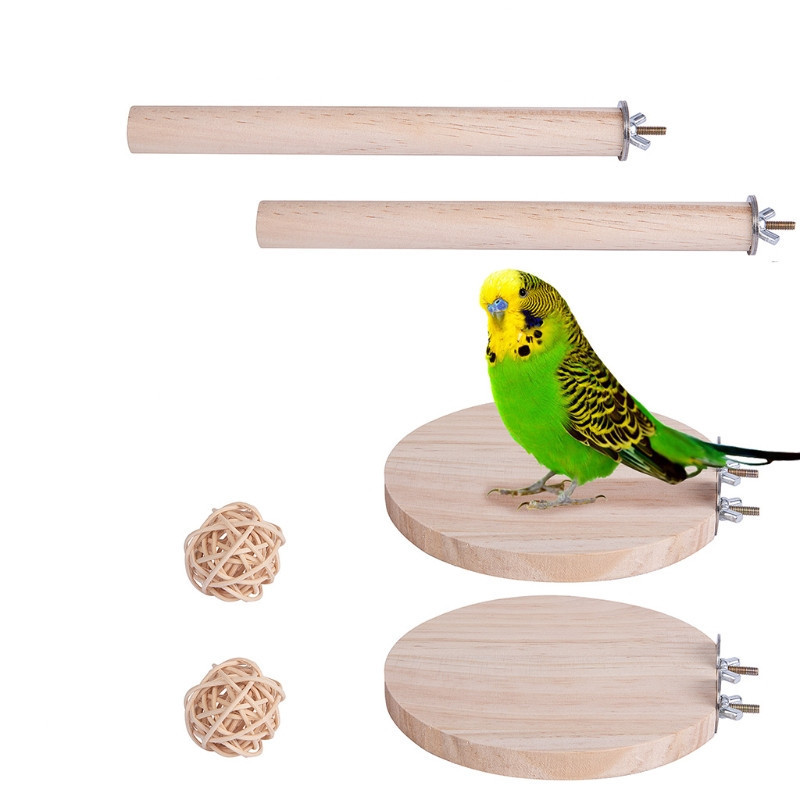 6 tk Papagoi mänguasjade komplekt Naturaalsest puidust lind ahven platvorm ronimiseks lihvimine rotangist pallid mänguasi linnupuuri tarvikutele
