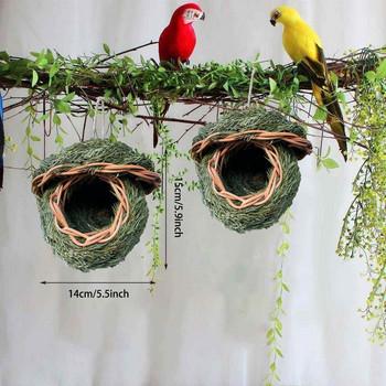 Гнездо за птици от естествена трева Ръчно изплетена къщичка за птици Убежище за малки птици Скривалище на открито Врабчета Висящи гнезда за папагали Къщички за домашни любимци